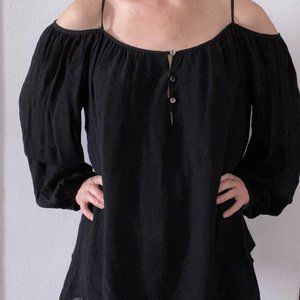 Black Off the Shoulder Long Sleeve Blouse